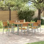 Set de masă pentru grădină 7 pcs Gri Lemn Solid de Acacia GartenMobel Dekor