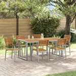Set de masă pentru grădină 7 pcs Gri Lemn Solid de Acacia GartenMobel Dekor