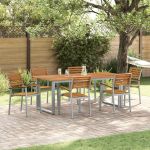 Set de masă pentru grădină 7 pcs Gri Lemn Solid de Acacia GartenMobel Dekor