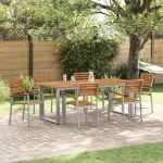 Set de masă pentru grădină 7 pcs Gri Lemn Solid de Acacia GartenMobel Dekor