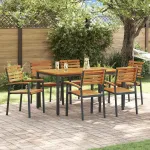 Set de masă pentru grădină 7 pcs Negru Lemn Solid de Acacia GartenMobel Dekor