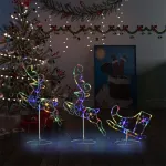 Reni și sanie de Crăciun, colorat, 260x21x87 cm, acril GartenMobel Dekor