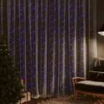 Instalație lumini tip perdea 300 LED albastru 3x3 m 8 funcții GartenMobel Dekor