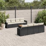 Set mobilier de grădină cu perne, 9 piese, negru, poliratan GartenMobel Dekor