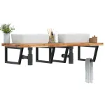 Raft pentru lavoar montat pe perete, oțel și lemn masiv acacia GartenMobel Dekor