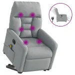 Fotoliu electric masaj rabatabil cu ridicare, gri închis textil GartenMobel Dekor