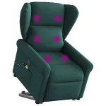 Fotoliu rabatabil de masaj, cu ridicare, verde închis, textil GartenMobel Dekor