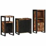 Set de mobilier pentru baie cu raft 3 pcs Lemn recuperat masiv GartenMobel Dekor