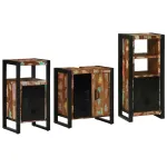 Set de mobilier pentru baie cu raft 3 pcs Lemn recuperat masiv GartenMobel Dekor