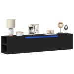 Dulap TV de perete cu lumini LED, negru, 180x31x39,5 cm GartenMobel Dekor