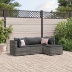 Set mobilier de grădină cu perne, 4 piese, gri, poliratan GartenMobel Dekor