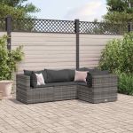 Set mobilier de grădină cu perne, 4 piese, gri, poliratan GartenMobel Dekor