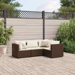 Set mobilier de grădină cu perne, 4 piese, maro, poliratan GartenMobel Dekor