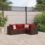 Set mobilier de grădină cu perne, 4 piese, maro, poliratan GartenMobel Dekor