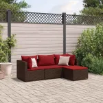 Set mobilier de grădină cu perne, 4 piese, maro, poliratan GartenMobel Dekor