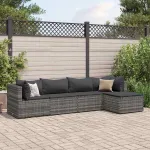 Set mobilier de grădină cu perne, 5 piese, gri, poliratan GartenMobel Dekor