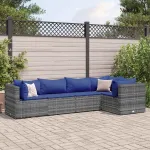 Set mobilier de grădină cu perne, 5 piese, gri, poliratan GartenMobel Dekor