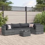 Set mobilier de grădină cu perne, 6 piese, gri, poliratan GartenMobel Dekor