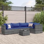 Set mobilier de grădină cu perne, 6 piese, gri, poliratan GartenMobel Dekor