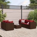 Set mobilier de grădină cu perne, 6 piese, maro, poliratan GartenMobel Dekor