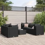 Set mobilier de grădină cu perne, 6 piese, negru, poliratan GartenMobel Dekor