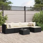 Set mobilier de grădină cu perne, 6 piese, negru, poliratan GartenMobel Dekor