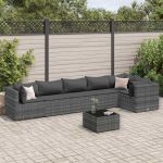 Set mobilier de grădină cu perne, 7 piese, gri, poliratan GartenMobel Dekor