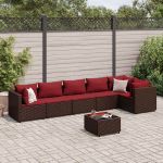 Set mobilier de grădină cu perne, 7 piese, maro, poliratan GartenMobel Dekor