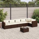 Set mobilier de grădină cu perne, 7 piese, maro, poliratan GartenMobel Dekor