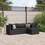 Set mobilier relaxare grădină 4 piese cu perne poliratan negru GartenMobel Dekor