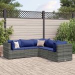 Set mobilier de grădină cu perne, 5 piese, gri, poliratan GartenMobel Dekor