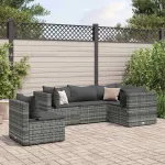 Set mobilier de grădină cu perne, 5 piese, gri, poliratan GartenMobel Dekor