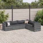 Set mobilier de grădină cu perne, 6 piese, gri, poliratan GartenMobel Dekor
