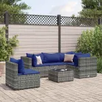 Set mobilier de grădină cu perne, 6 piese, gri, poliratan GartenMobel Dekor