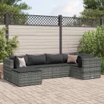 Set mobilier de grădină cu perne, 6 piese, gri, poliratan GartenMobel Dekor