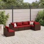 Set mobilier de grădină cu perne, 6 piese, maro, poliratan GartenMobel Dekor