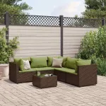 Set mobilier de grădină cu perne, 6 piese, maro, poliratan GartenMobel Dekor