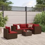 Set mobilier de grădină cu perne, 6 piese, maro, poliratan GartenMobel Dekor