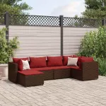 Set mobilier de grădină cu perne, 6 piese, maro, poliratan GartenMobel Dekor