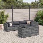 Set mobilier de grădină cu perne, 7 piese, gri, poliratan GartenMobel Dekor