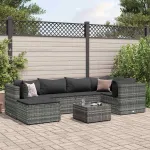 Set mobilier de grădină cu perne, 7 piese, gri, poliratan GartenMobel Dekor