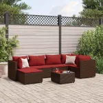 Set mobilier de grădină cu perne, 7 piese, maro, poliratan GartenMobel Dekor
