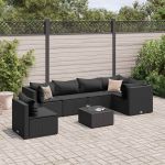 Set mobilier de grădină cu perne, 7 piese, negru, poliratan GartenMobel Dekor