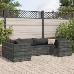 Set mobilier de grădină cu perne, 6 piese, gri, poliratan GartenMobel Dekor
