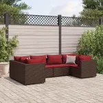 Set mobilier de grădină cu perne, 6 piese, maro, poliratan GartenMobel Dekor