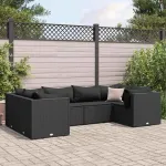 Set mobilier de grădină cu perne, 6 piese, negru, poliratan GartenMobel Dekor