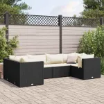 Set mobilier de grădină cu perne, 6 piese, negru, poliratan GartenMobel Dekor