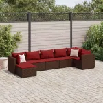 Set mobilier de grădină cu perne, 7 piese, maro, poliratan GartenMobel Dekor