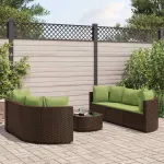 Set canapele de grădină cu perne, 7 piese, maro, poliratan GartenMobel Dekor