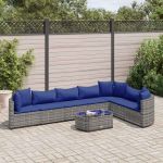 Set canapele de grădină cu perne, 8 piese, gri, poliratan GartenMobel Dekor